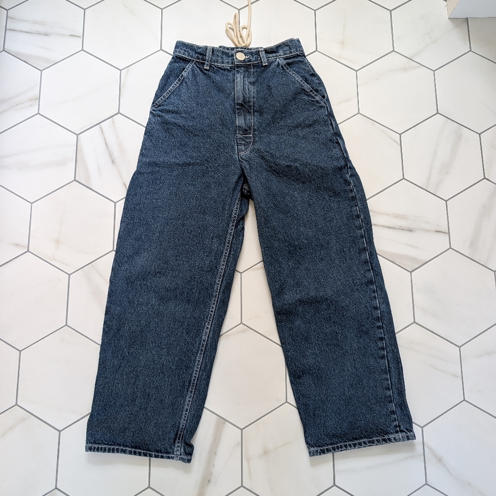 Rudy Jude High Rise Wide Leg Jeans in Dark Wash Blue